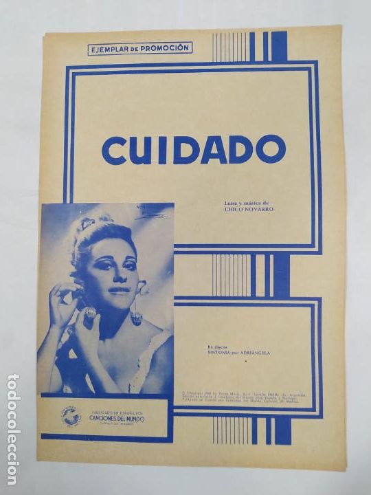 Partiture musicali: PARTITURA CUIDADO. ADRI&Aacute;NGELA. LETRA DE CHICO NOVARRO. TDKR13