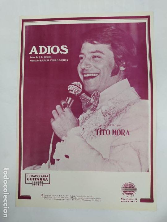 Partiture musicali: PARTITURA ADI&Oacute;S. TITO MORA. LETRA DE J.E. MOCHI. TDKR13