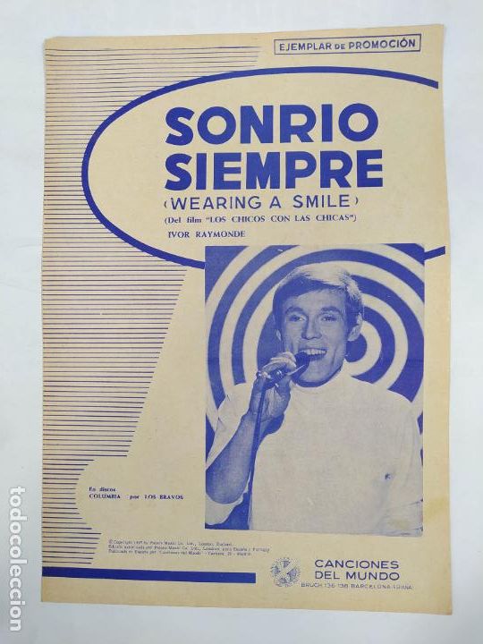 Partiture musicali: PARTITURA SONRIO SIEMPRE. IVOR RAYMONDE. LOS BRAVOS. TDKR13