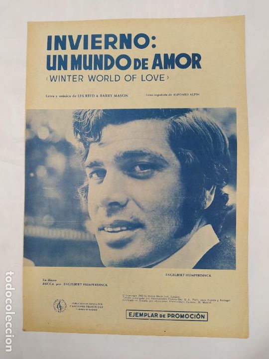 Musical scores: PARTITURA INVIERNO UN MUNDO DE AMOR. ENGELBERT HUMPERDINCK. TDKR14