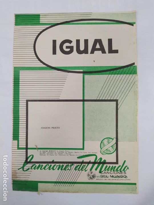 Musical scores: PARTITURA IGUAL. JOAQU&Iacute;N PRIETO. TDKR14