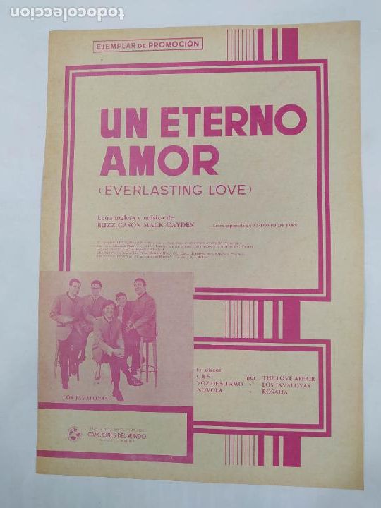 Musical scores: PARTITURA UN ETERNO AMOR. THE LOVE AFFAIR. LOS JAVALOYAS. LETRA BUZZ CASON. TDKR15