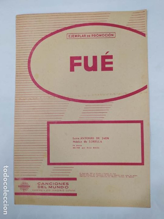 Musical scores: PARTITURA FUE. ELSA BAEZA. LETRA DE ANTONIO DE JAEN. TDKR15