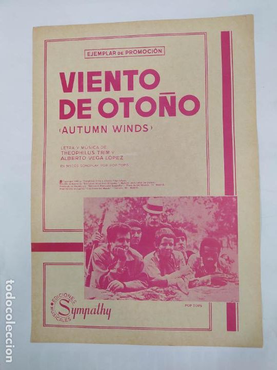 Partiture musicali: PARTITURA VIENTO DE OTO&Ntilde;O. POP TOPS. LETRA DE THEOPHILUS TRIM. TDKR15