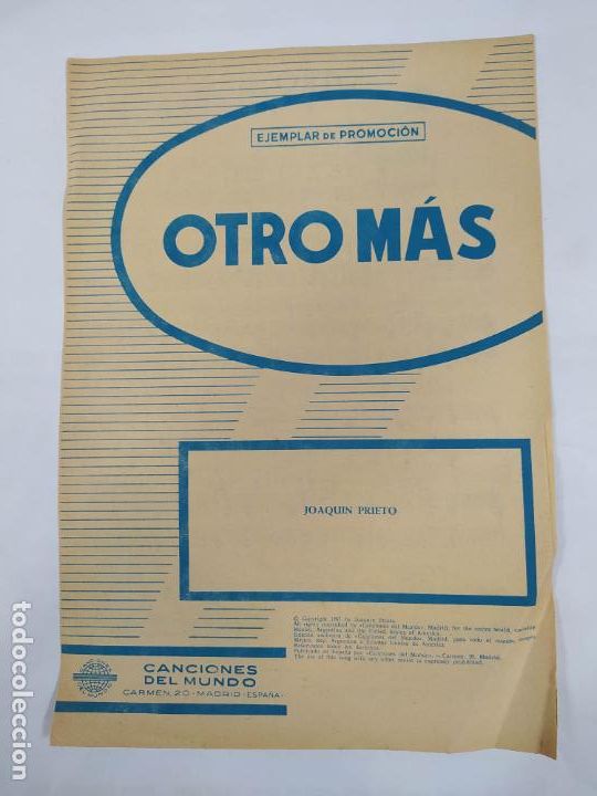 Partiture musicali: PARTITURA OTRO M&Aacute;S. JOAQU&Iacute;N PRIETO. TDKR15