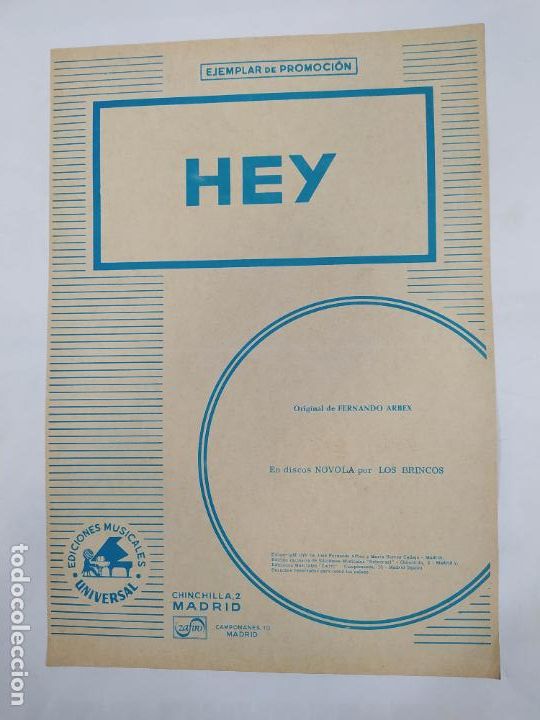 Partiture musicali: PARTITURA HEY. LOS BRINCOS. FERNANDO ARBEX. TDKR15