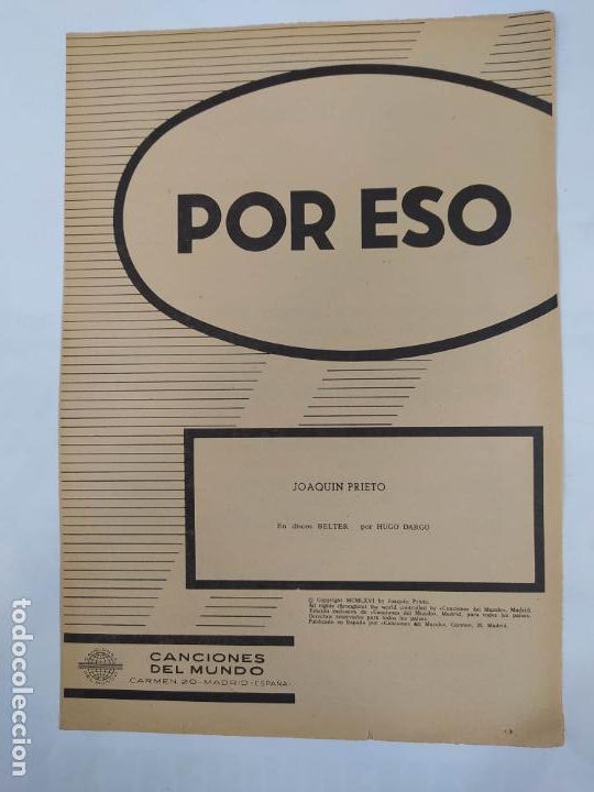 Partiture musicali: PARTITURA POR ESO. JOAQU&Iacute;N PRIETO. HUGO DARGO. TDKR15