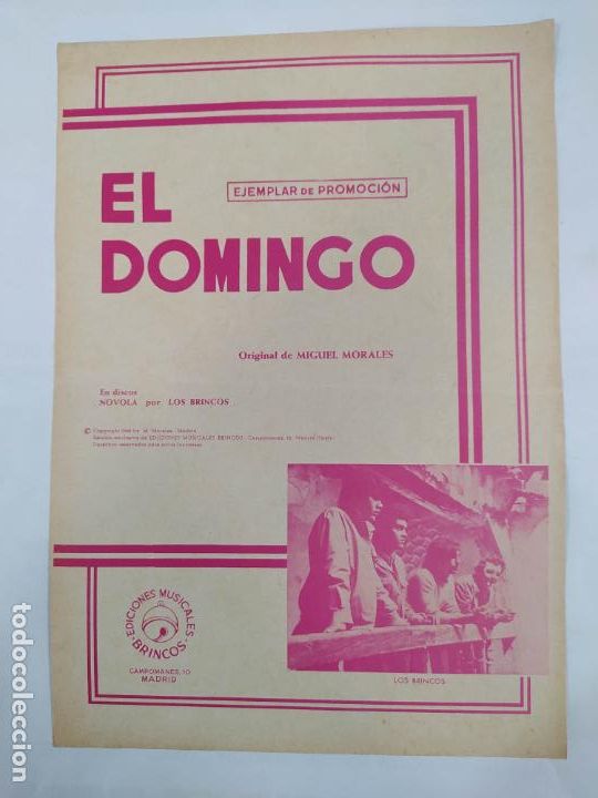 Partiture musicali: PARTITURA EL DOMINGO. LOS BRINCOS. MIGUEL MORALES. TDKR15