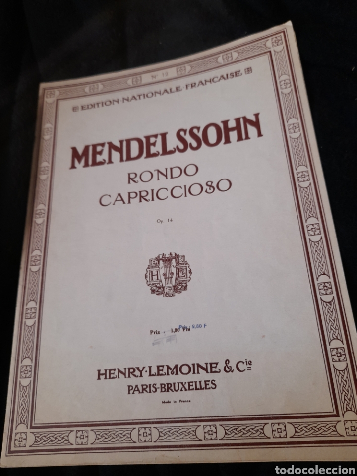 Partiture musicali: Partitura, Mendelssohn, Rondo Capriccioso, edici&oacute;n de Francia de 1963