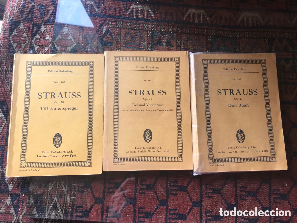 Partituras musicais: Strauss Op 28, Op 21, Op 20. Don Juan. Till Eulenspiegel. Tod und Verklarung