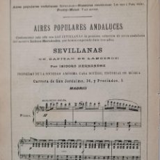 Partituras musicales: PARTITURA MANUSCRITA AIRES ANDALUCES AÑO 1903. 5 PÁGINAS. Lote 387311274
