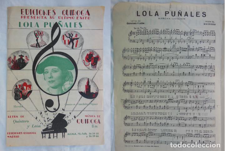 Partituras musicais: Partitura - Music Sheet : LOLA PU&Ntilde;ALES (Marcha, Canci&oacute;n)QUINTERO Y LE&Oacute;N (letra), QUIROGA (m&uacute;sica)