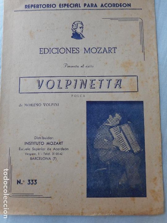 Partiture musicali: PARTITURA REPERTORIO ACORDEON EDICIONES MOZART. VOLPINETTA. POLKA. MORENO VOLPINI