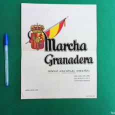 Partituras musicales: ANTIGUA PARTITURA HIMNO NACIONAL ESPAÑOL. MARCHA GRANADERA. LETRA EDUARDO MARQUINA. MILITAR