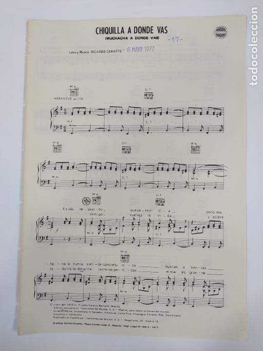 Partitions Musicales: PARTITURA CHIQUILLA A DONDE VAS. RICARDO CERATTO. TDKC21