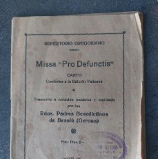 Partituras musicales: MISSA 'PRO DEFUNCTIS” - REPERTORIO GREGORIANO - PADRES BENEDICTINOS BESALÚ