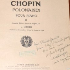 Partituras musicales: LIBRO POLONESAS CHOPIN CON DEDICATORIA DE ROGER LE DUIGOU AL GRAN PIERINO GAMBA REF.406.FOL