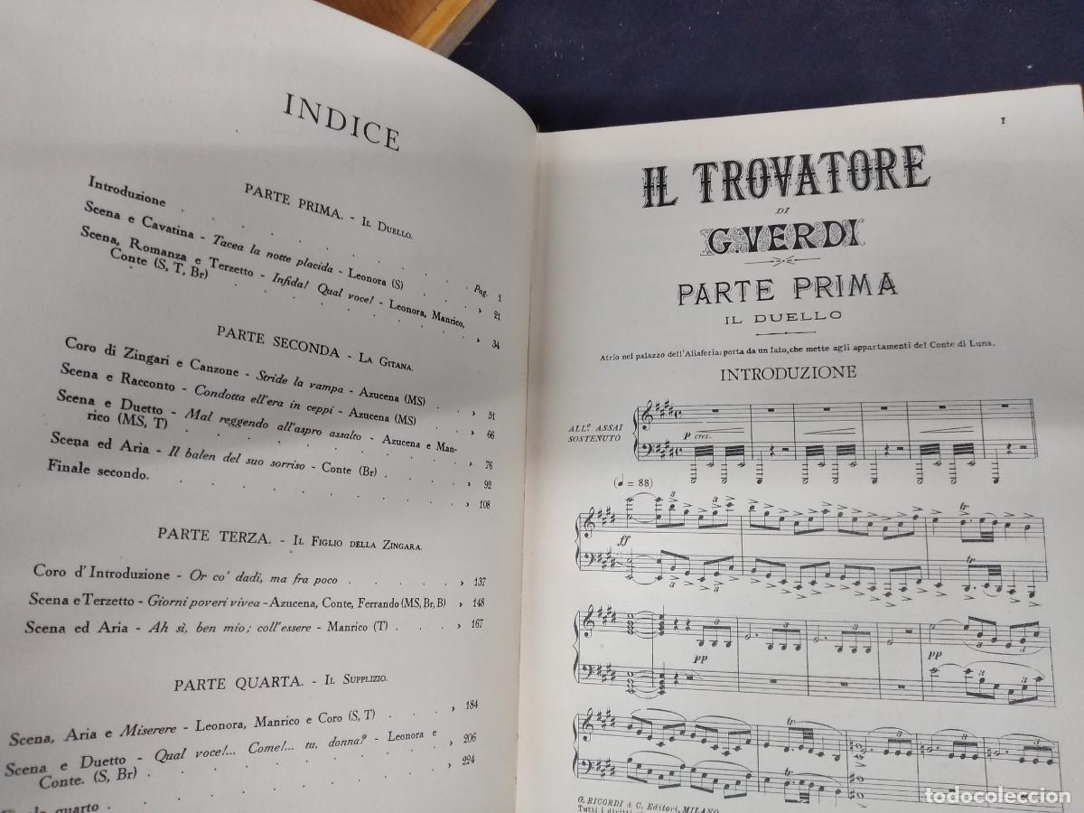 Musical scores: GIUSEPPE VERDI - IL TROVATORE - OPERA COMPLETA PER CANTO E PIANOFORTE - C. RICORDI MILANO 1944.