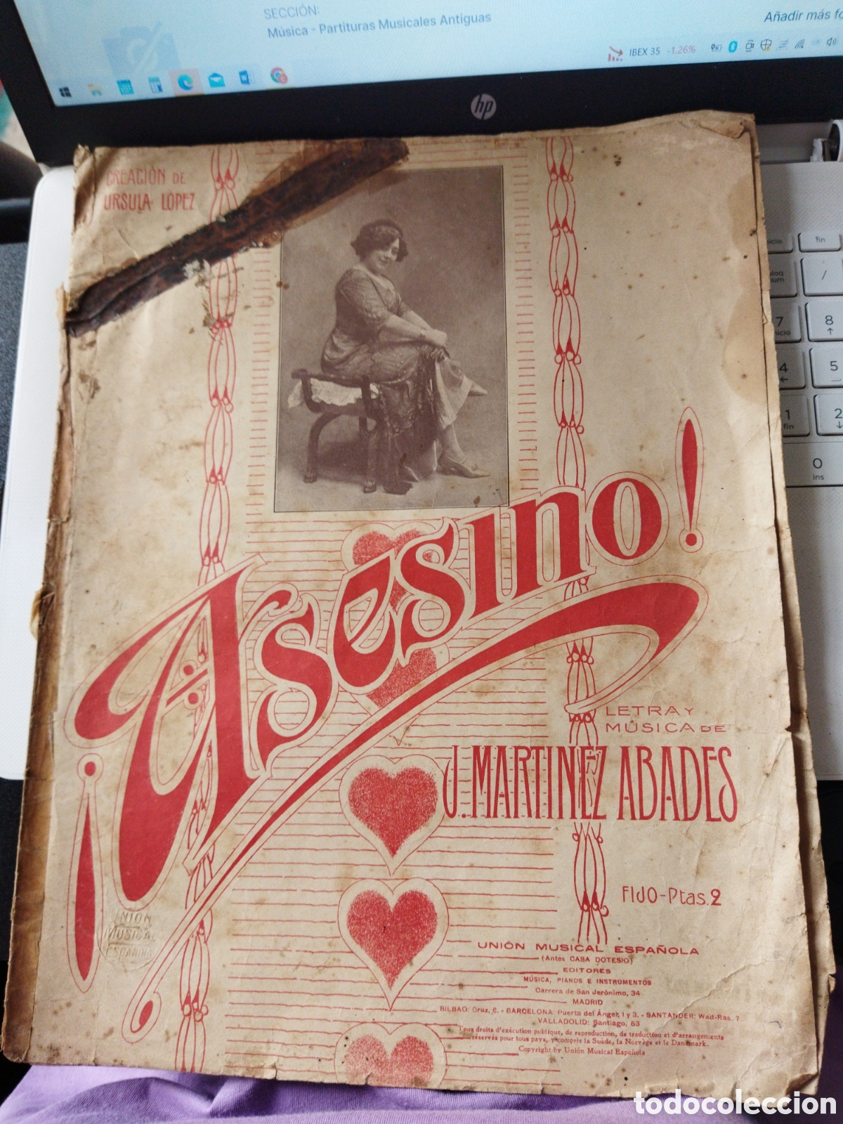 Partituras musicales: Asesino! / J. Mart&iacute;nez Abades, letr, y mus.