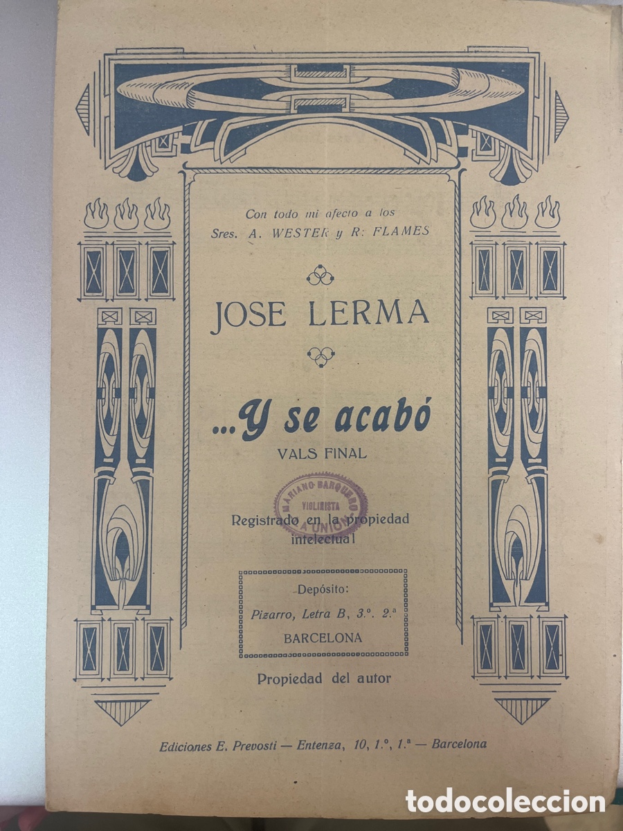 Musical scores: PARTITURA MUSICAL. JOSE LERMA...Y SE ACABO. VALS FINAL. Varios instrumentos.