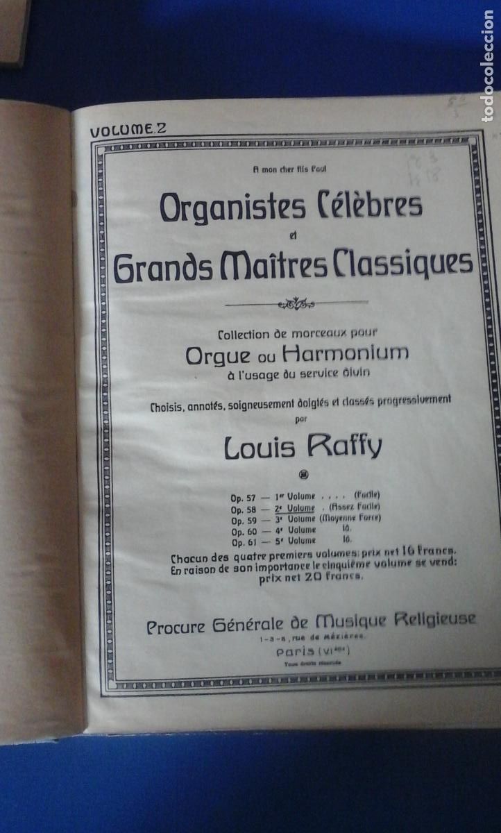 Partituras musicales: COLLECTION DE MORCEAUX POUR ORGUE OU HARMONIUM A L&acute;USAGE DU SERVICE DIVIN (piezas para &oacute;rgano medio