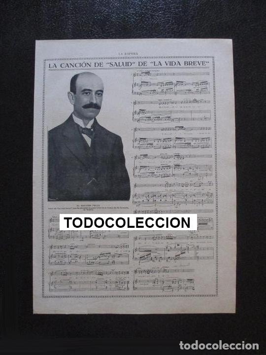 Partituras musicais: MANUEL DE FALLA. LA CANCI&Oacute;N DE 'SALUD' DE 'LA VIDA BREVE'.