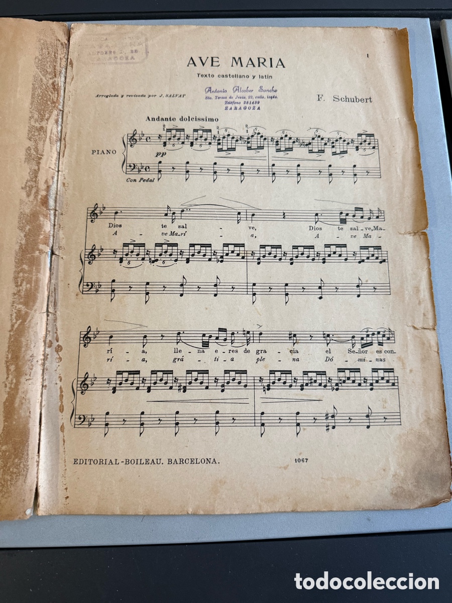 Partituras musicales: AVE MAR&Iacute;A. SCHUBERT &mdash;&mdash;&mdash;&mdash; - Foto 1