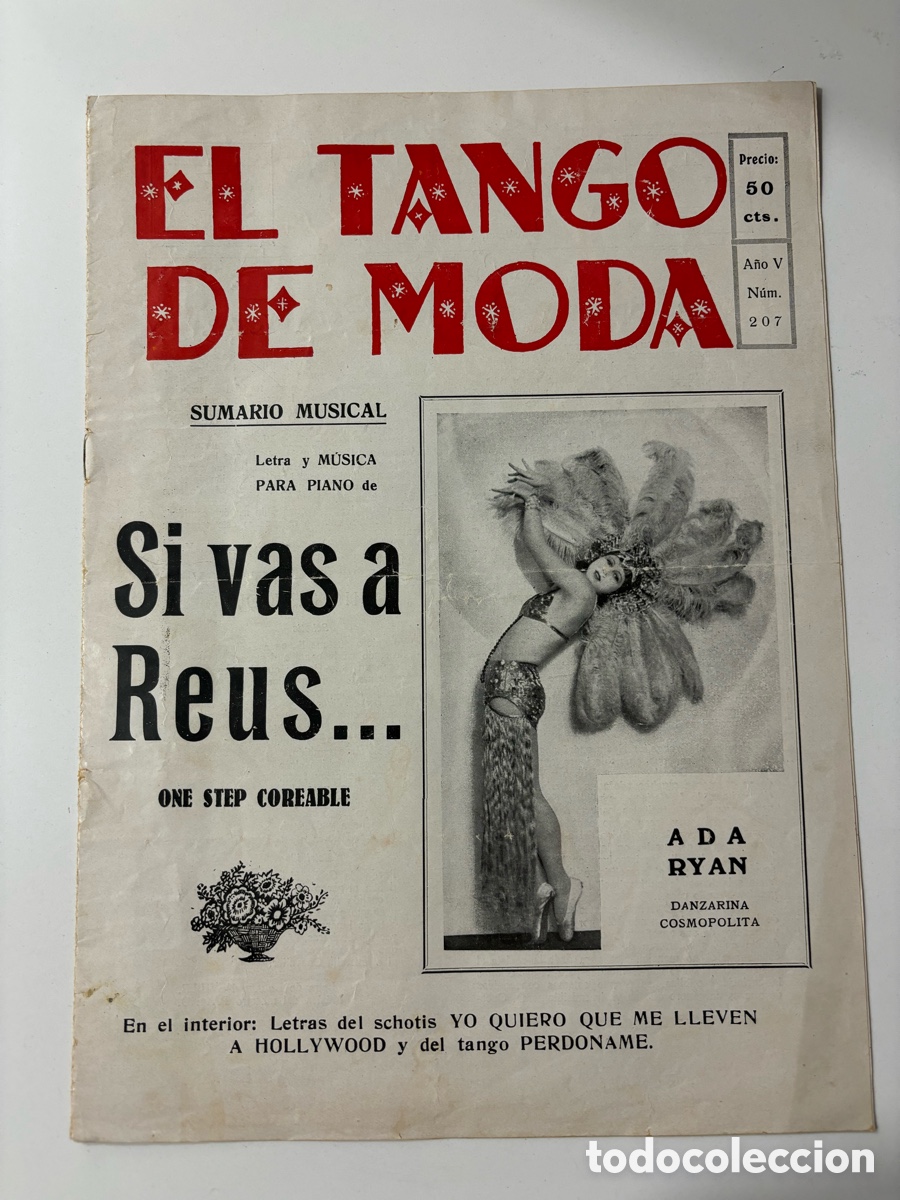 Partituras musicales: El tango de moda 1932 Ada Ryan tango perd&oacute;name si vas a Reus partituras