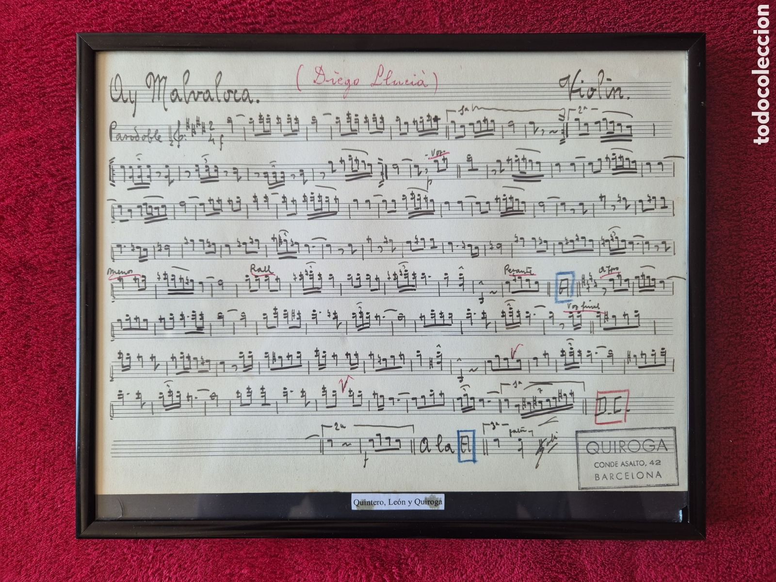 Partituras musicales: PARTITURA ORIGINAL DE LA ACADEMIA QUIROGA. MALVAROSA. LE&Oacute;N Y QUINTERO. COPLA. CANCI&Oacute;N ESPA&Ntilde;OLA.