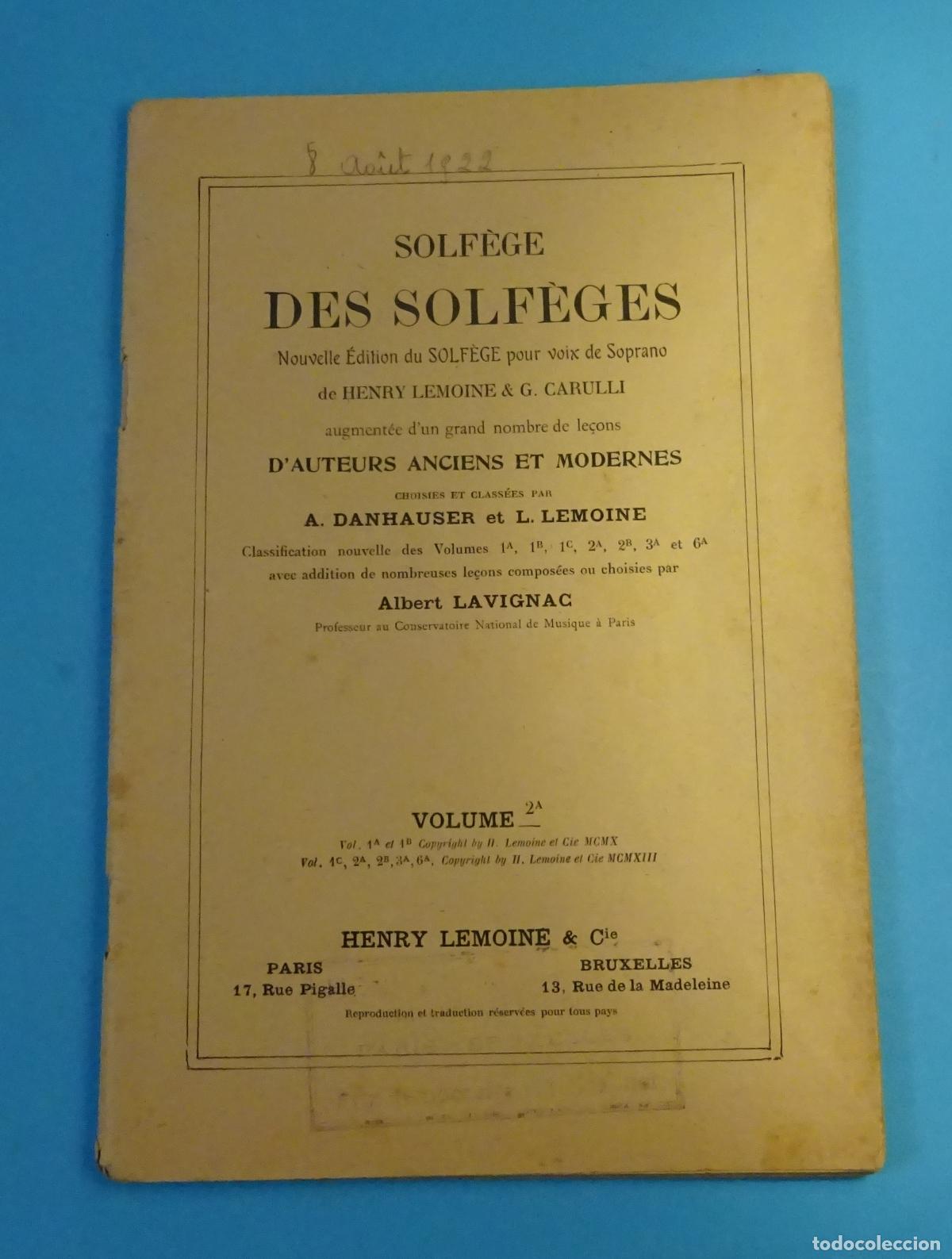 Partituras musicales: SOLF&Egrave;GE DES SOLF&Egrave;GES VOL. 2A. DANHAUSER ET L. LEMOINE