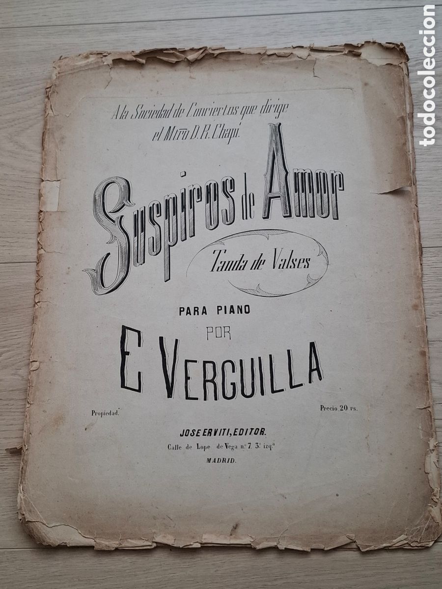 Partituras musicales: Suspiros de amor, tanda de valses, por E. Verguilla
