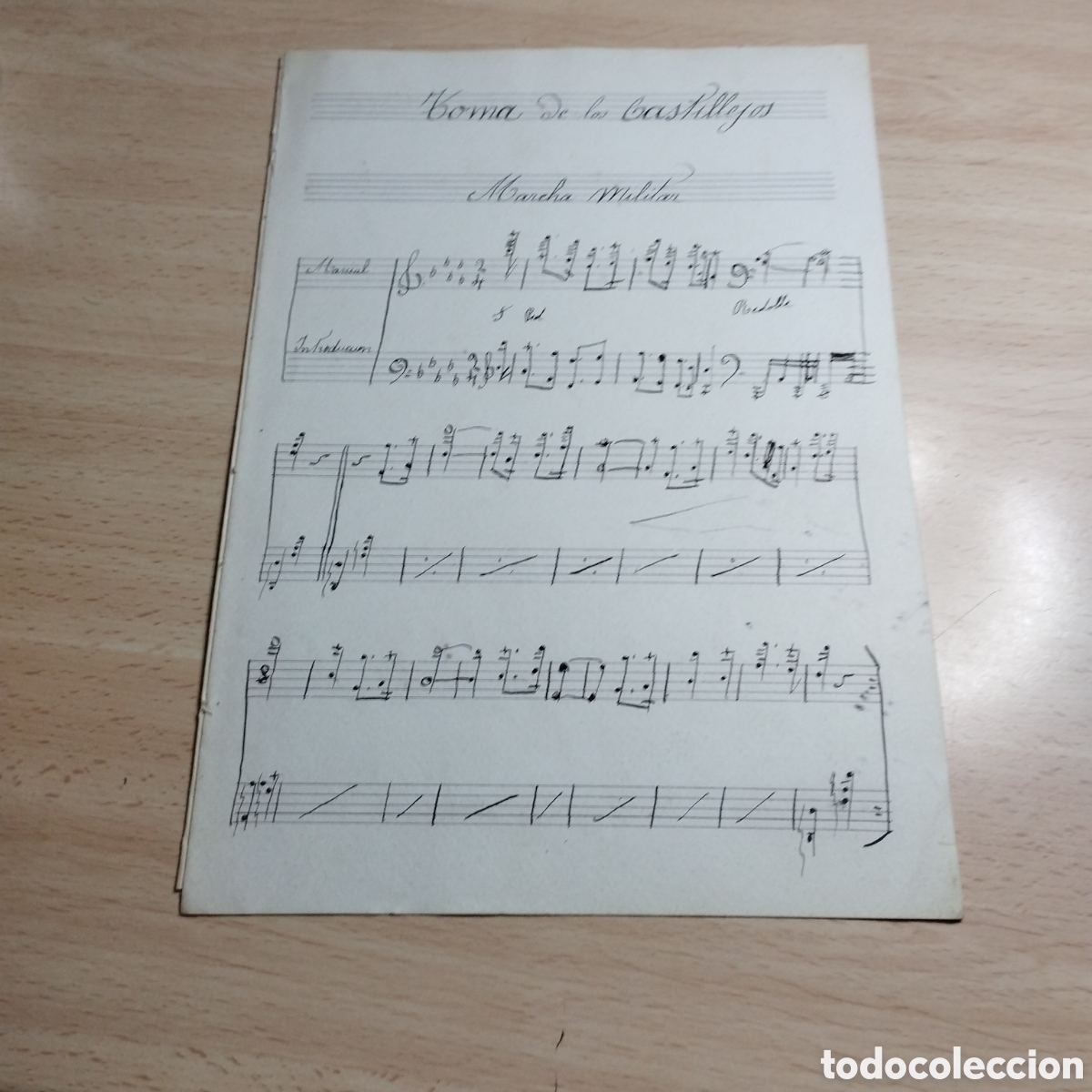 Partituras musicales: Partitura Manuscrita. Toma de los Castillejos. Marcha militar.