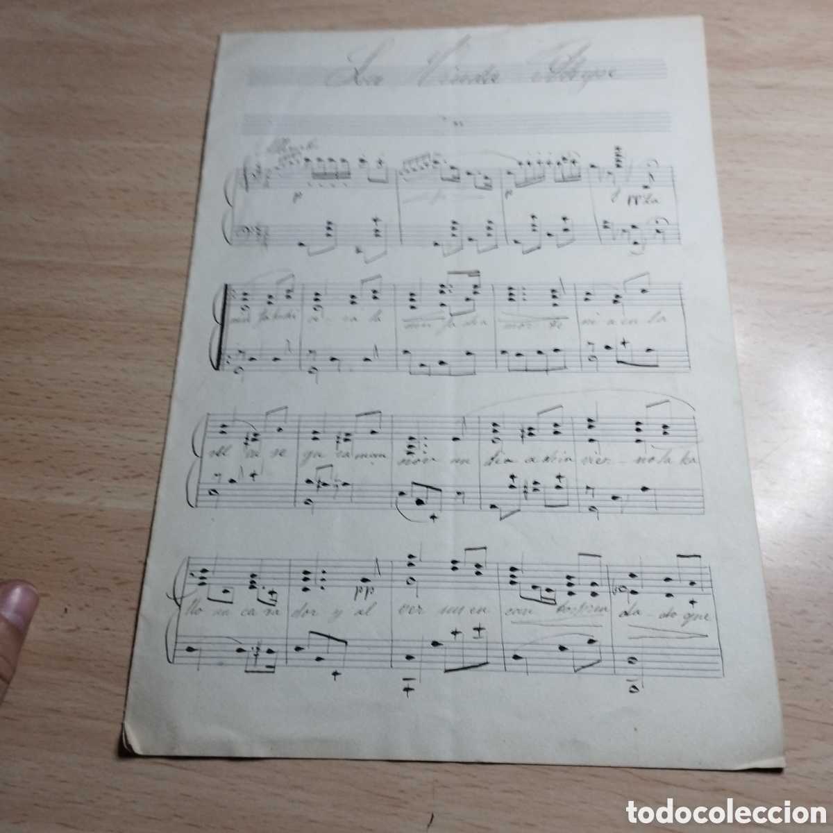 Partituras musicales: Partitura Manuscrita. La viuda alegre. Letra y m&uacute;sica.