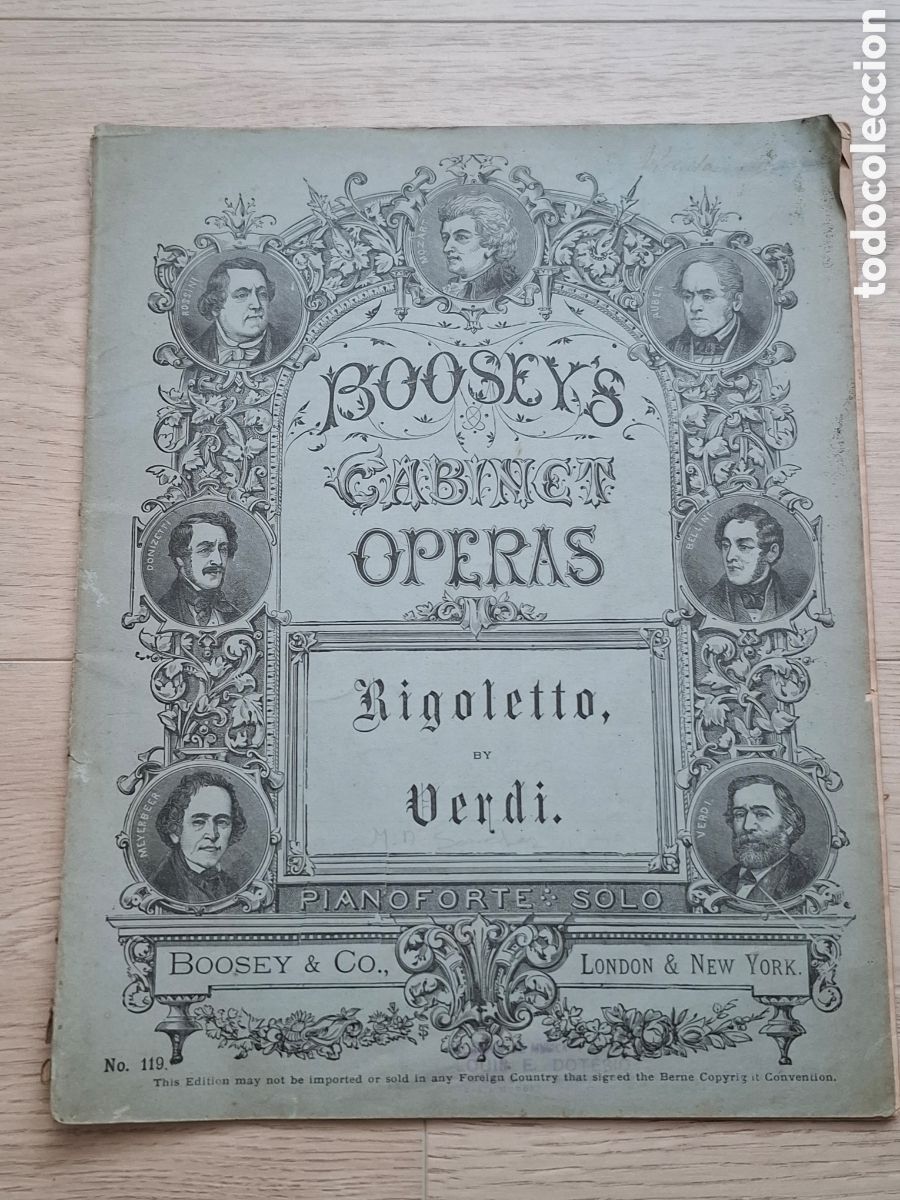 Partituras musicales: Boosey&acute;s Cabinet operas. Rigoletto