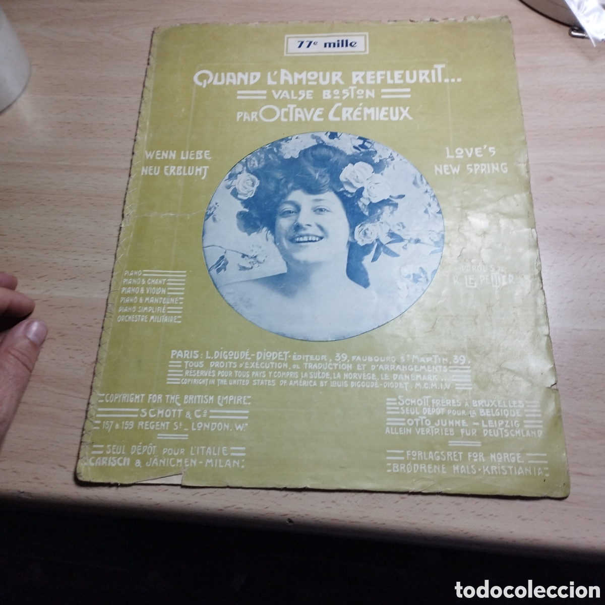 Partituras musicales: Partitura. Valse Boston. Por Octavio Cremieux. Le Baisier. Francia.