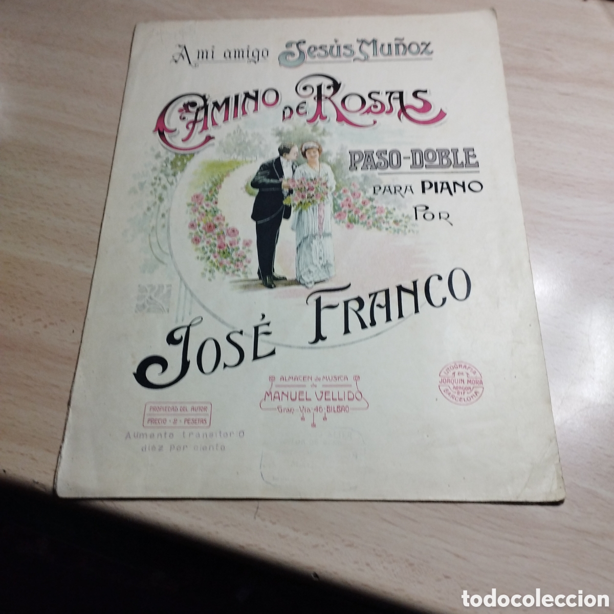 Partituras musicales: Partitura. Paso doble. Camino de Rosas. Jos&eacute; Franco. Piano.
