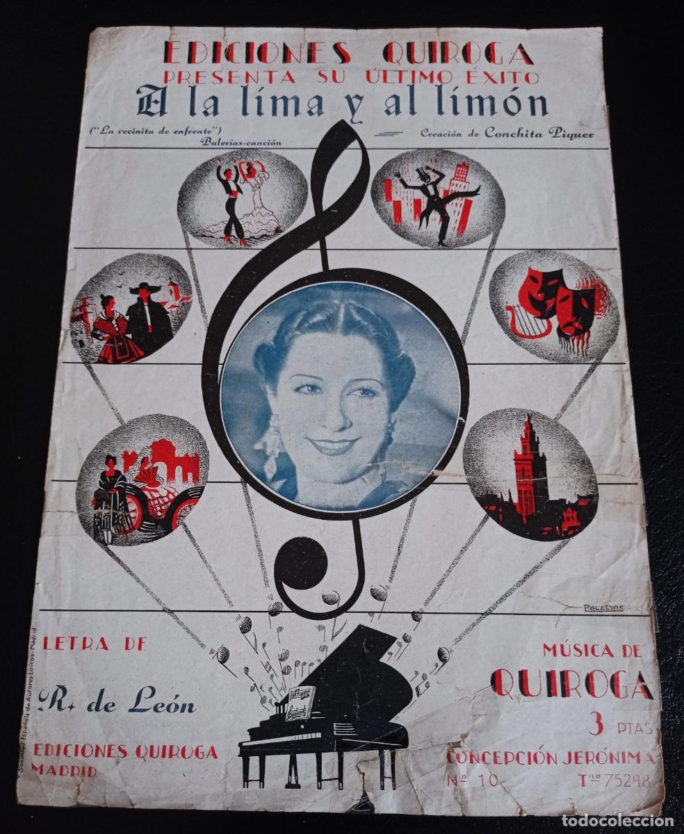 Partituras musicales: PARTITURA - A LA LIMA Y AL LIM&Oacute;N - BULER&Iacute;AS - MADRID 1941 - TRES P&Aacute;GINAS