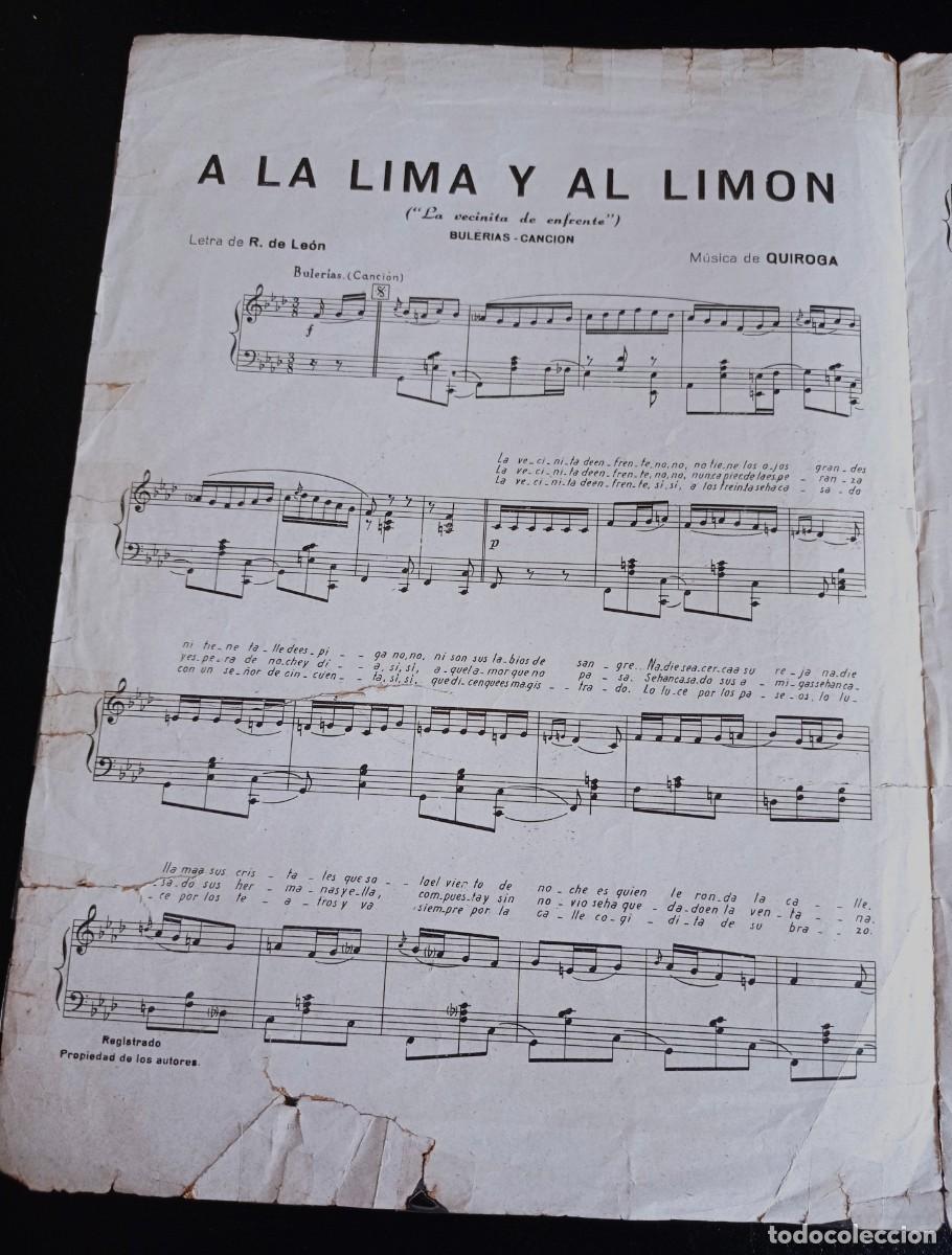 Partituras musicales: PARTITURA - A LA LIMA Y AL LIM&Oacute;N - BULER&Iacute;AS - MADRID 1941 - TRES P&Aacute;GINAS