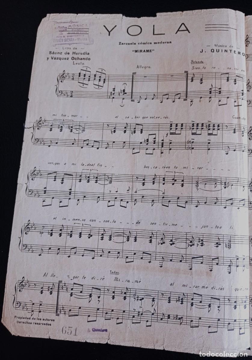 Partituras musicais: PARTITURA - ZARZUELA C&Oacute;MICA - YOLA - CELIA GAMEZ - TRES P&Aacute;GINAS