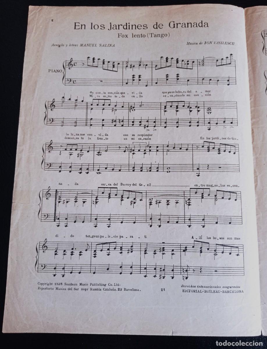 Partituren: PARTITURA - EN LOS JARDINES DE GRANADA - BARCELONA 1938 - TRES P&Aacute;GINAS