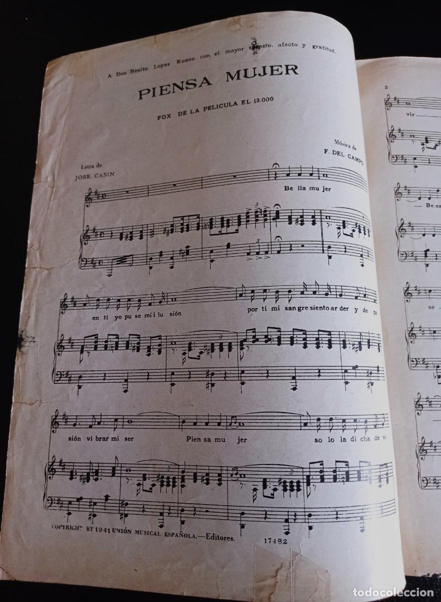 Musical scores: PARTITURA - PIENSA MUJER - FOX DE LA PEL&Iacute;CULA EL 13000 - 1941 - CUATRO P&Aacute;GINAS