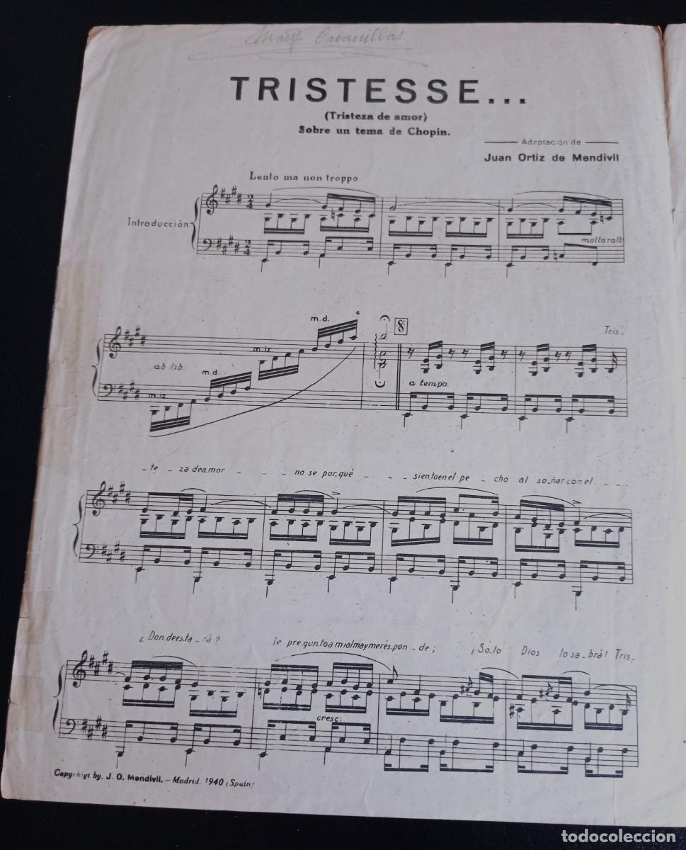 Partituren: PARTITURA - TRISTEZA DE AMOR - MADRID 1940 - TRES P&Aacute;GINAS