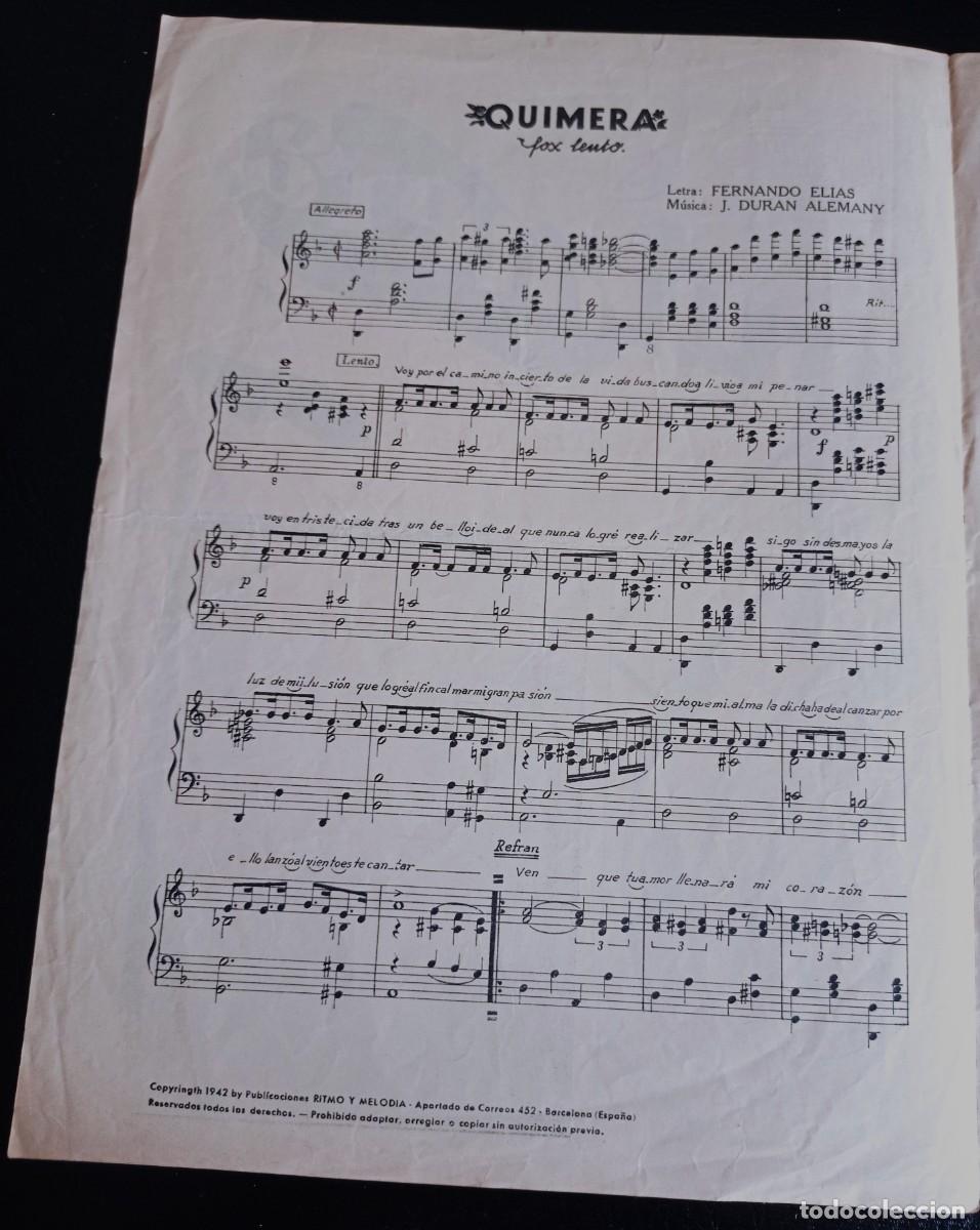 Musical scores: PARTITURA - QUIMERA - BODA ACCIDENTADA - BARCELONA 1942 - TRES P&Aacute;GINAS