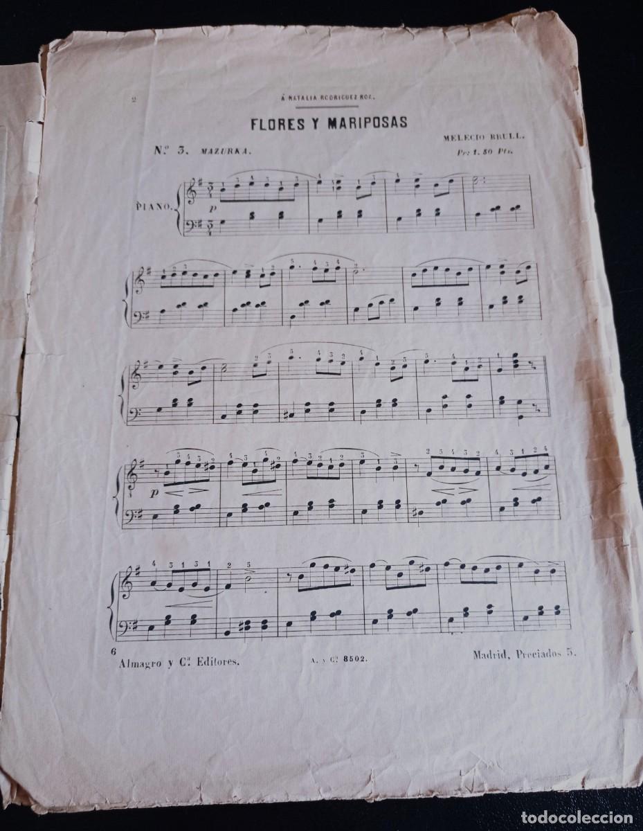 Partituras musicais: PARTITURA - FLORES Y MARIPOSAS - ALBUM PARA PIANO POR M. BRULL - TRES P&Aacute;GINAS