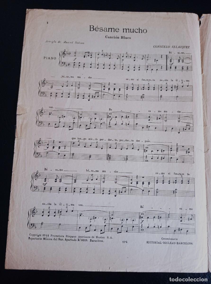Partitions Musicales: PARTITURA - BESAME MUCHO - CANCI&Oacute;N BLUES - BARCELONA 1941 - TRES P&Aacute;GINAS