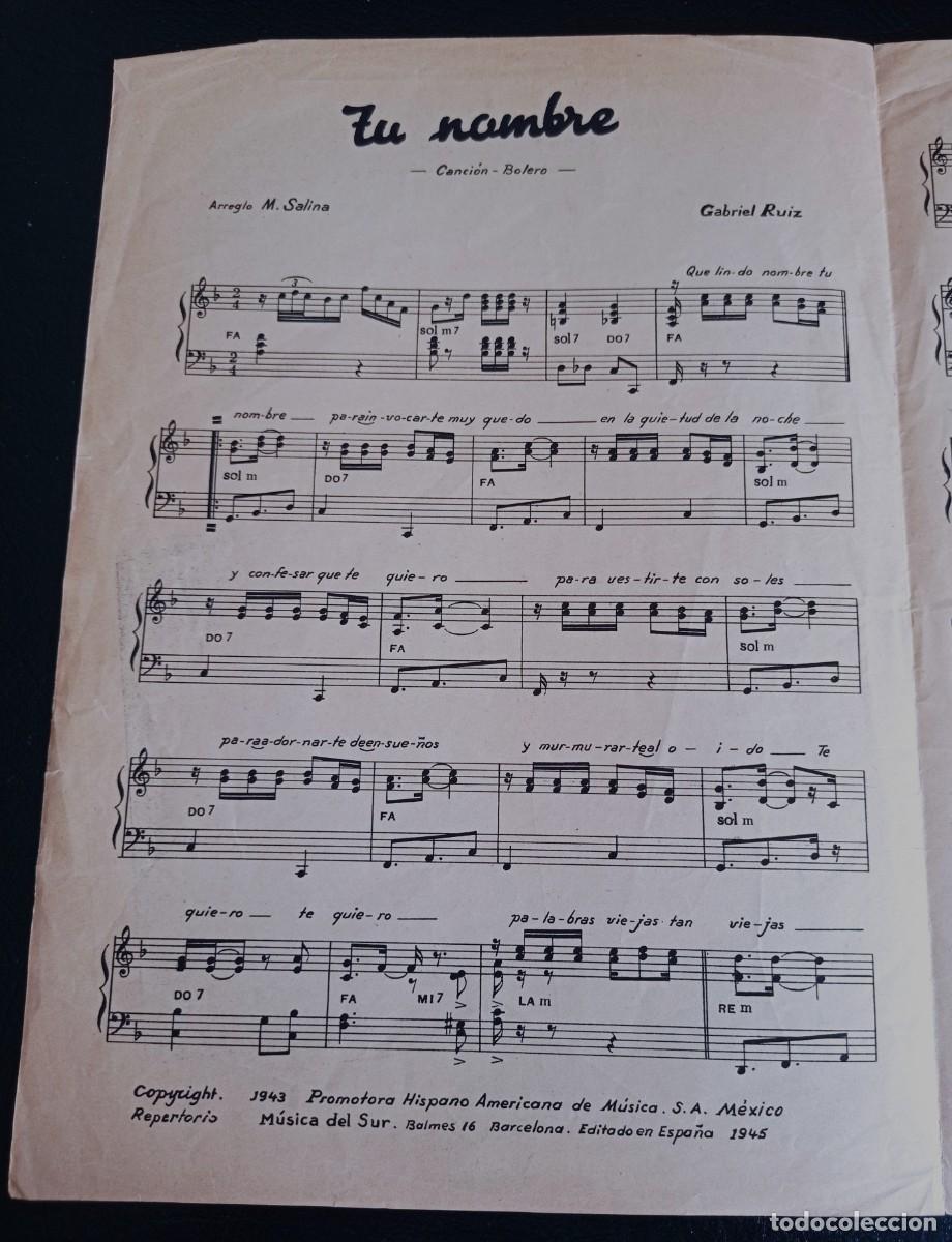 Partituras musicales: PARTITURA - TU NOMBRE - GABRIEL RUIZ - 1945 - TRES P&Aacute;GINAS