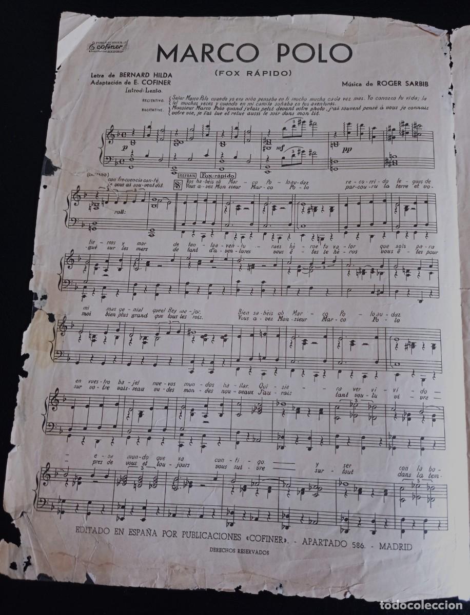 Partituras musicais: PARTITURA - MARCO POLO - BERNARD HILDA - MADRID - TRES P&Aacute;GINAS