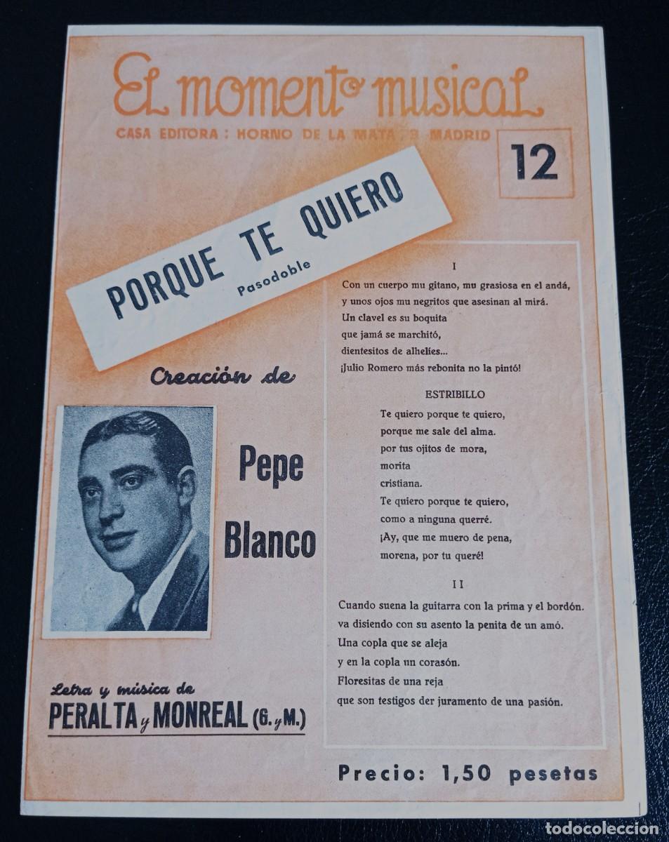 Partituras musicales: PARTITURA - PORQUE TE QUIERO - PERALTA Y MONREAL - TRES P&Aacute;GINAS