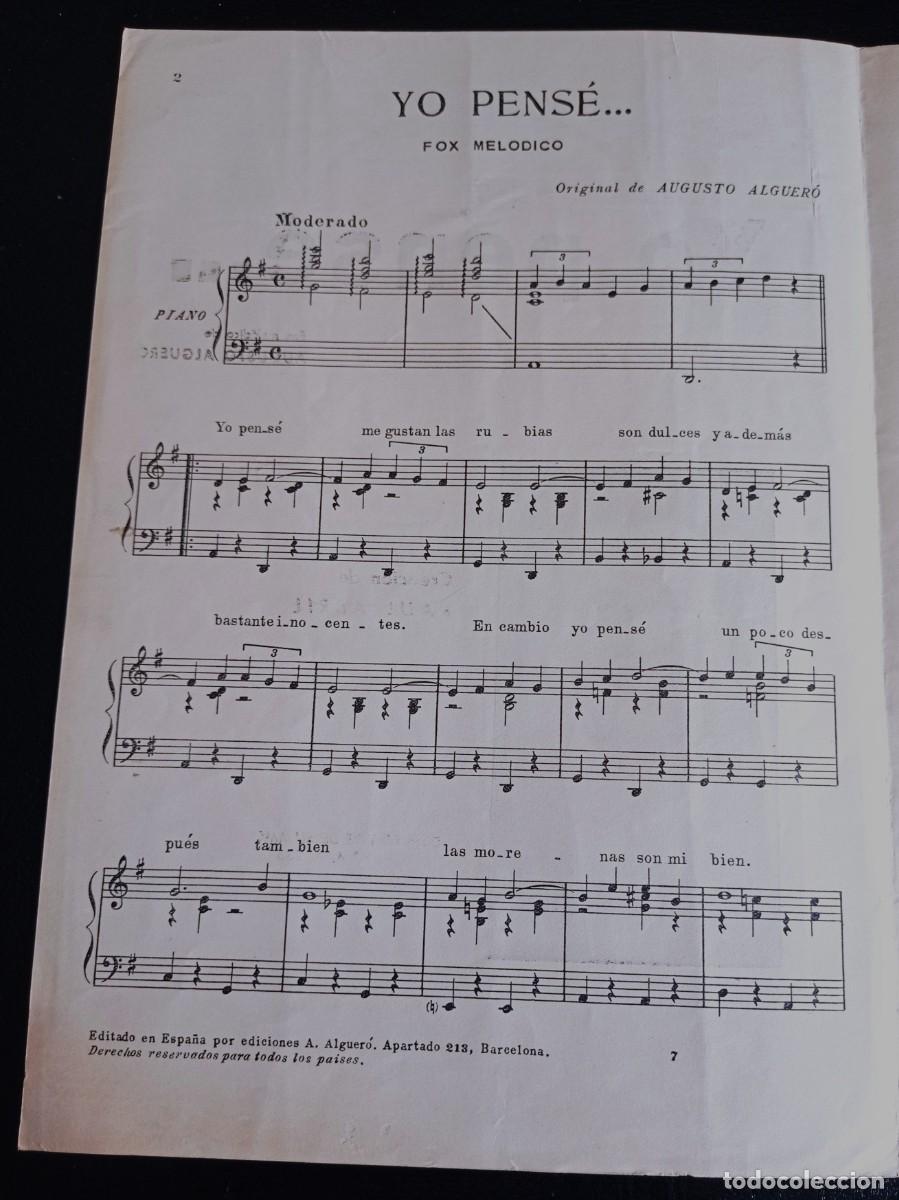 Musical scores: PARTITURA - YO PENS&Eacute; ... - AUGUSTO ALGUER&Oacute; - TRES P&Aacute;GINAS