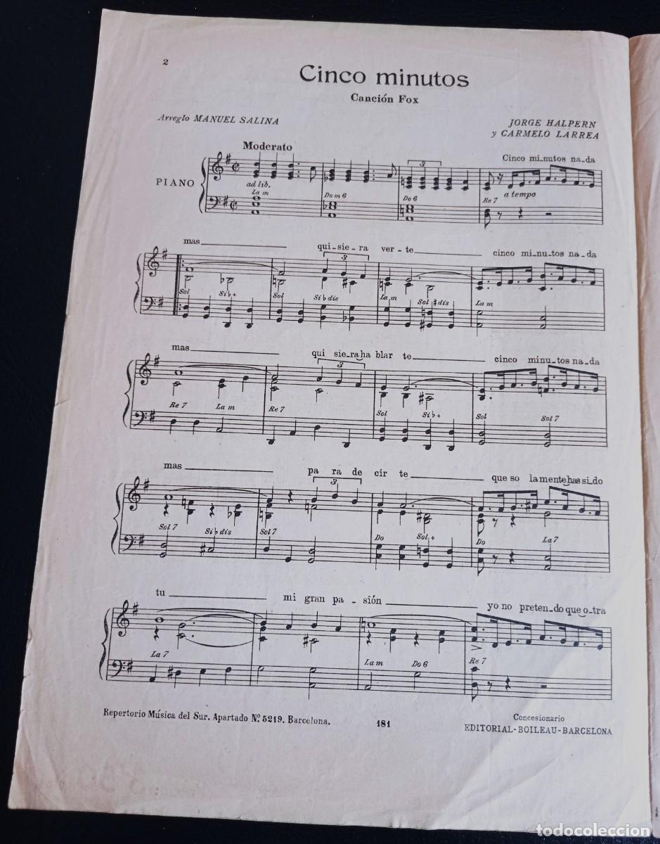 Partituras musicais: PARTITURA - CINCO MINUTOS - ARREGLO MANUEL SALINA - TRES P&Aacute;GINAS